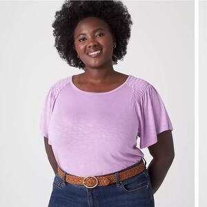 Lane Bryant Swing Flutter-Sleeve Tee Violet Size 18/20
